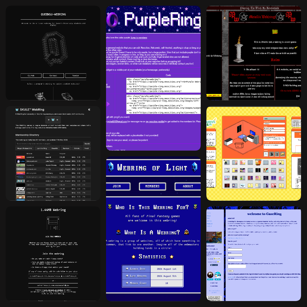 Collage of retro webring buttons